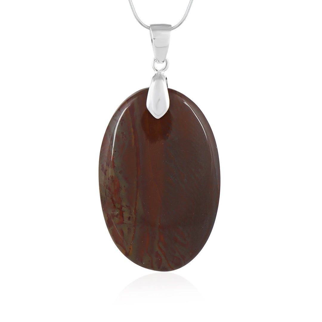 Blood Jasper Oval Cabochon Silver Pendant