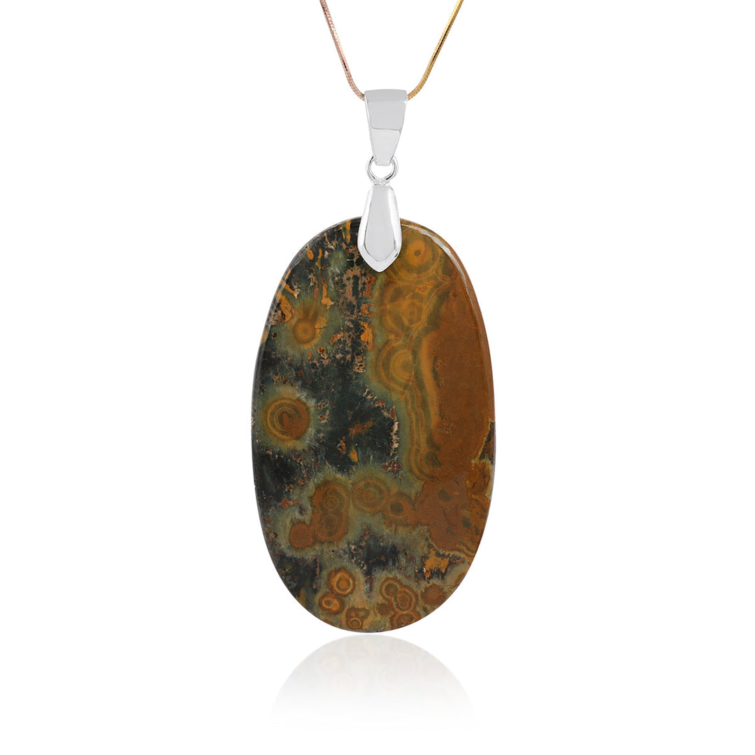 Rhyolite Cabochon Silver Pendant