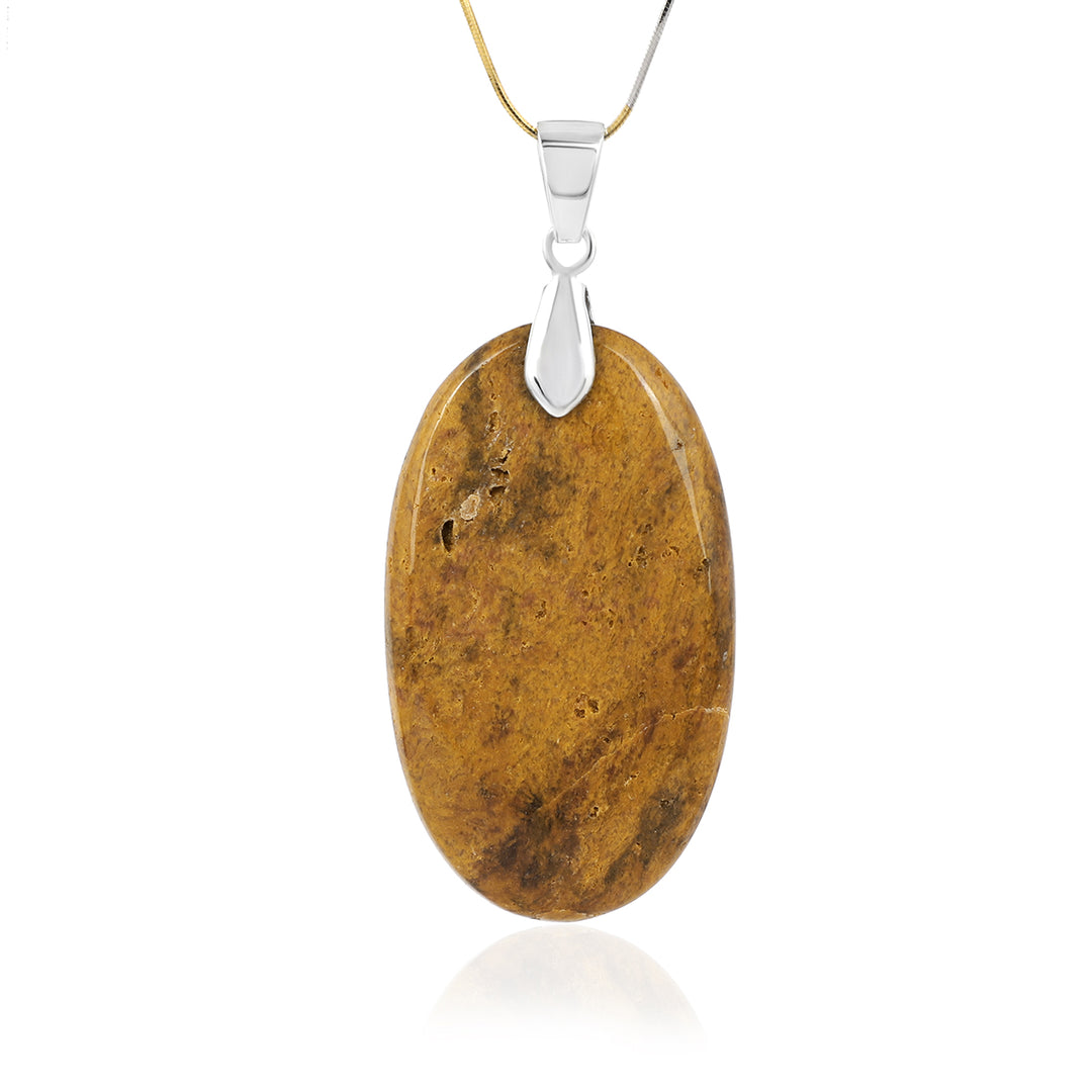 Camel Jasper Cabochon Silver Pendant