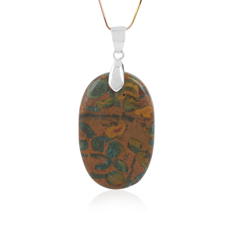 Rhyolite Cabochon Silver Pendant