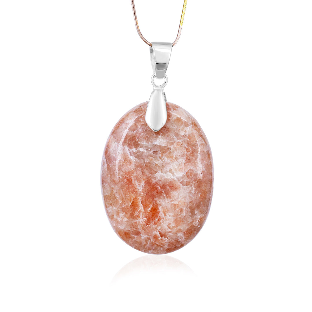 Sunstone Cabochon Silver Pendant