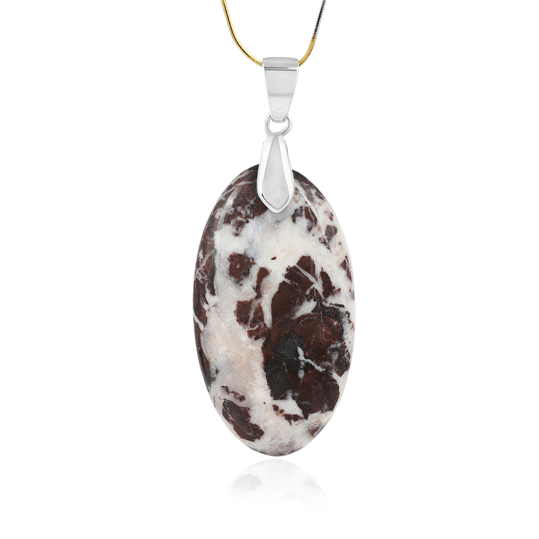 Cappuccino Jasper Oval Cabochon Silver Pendant