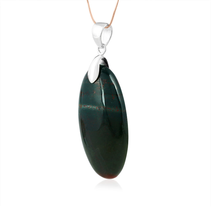 Blood Jasper Oval Cabochon Silver Pendant