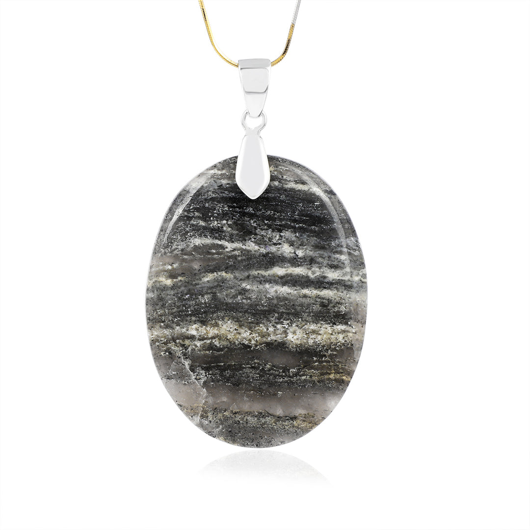 Gray Serpentine Silver Pendant