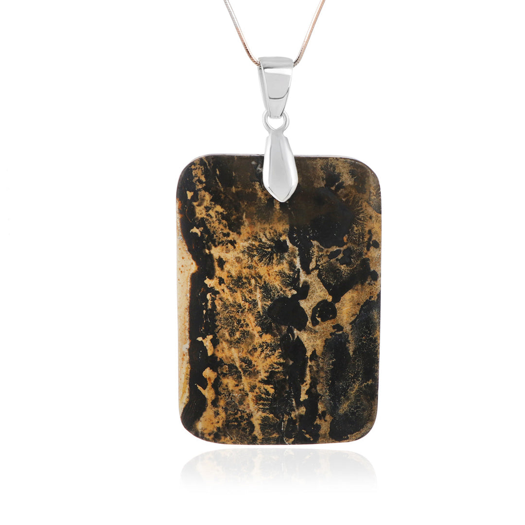 Landscape Jasper Rectangle Silver Pendant