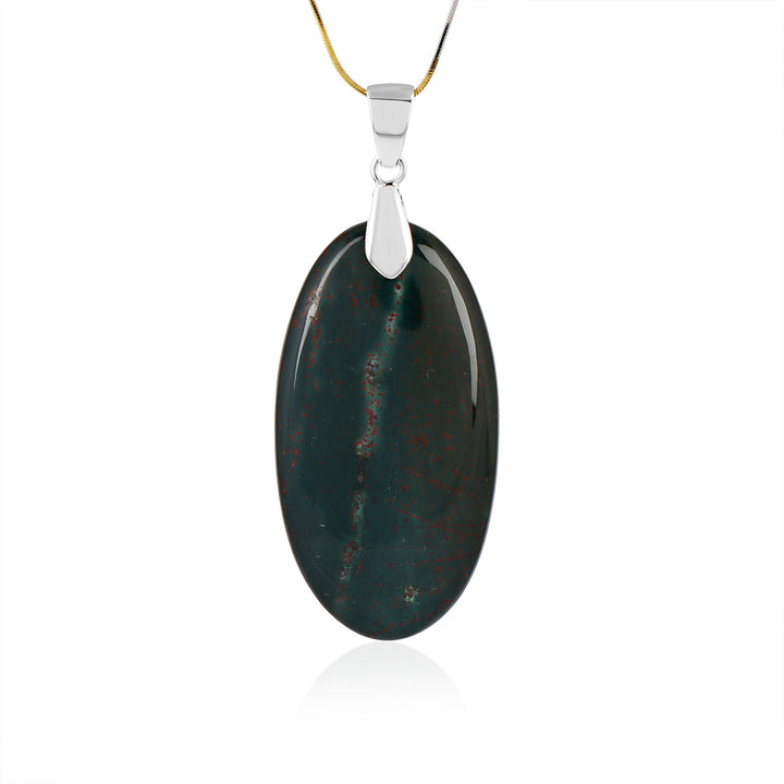 Blood Jasper Oval Cabochon Silver Pendant