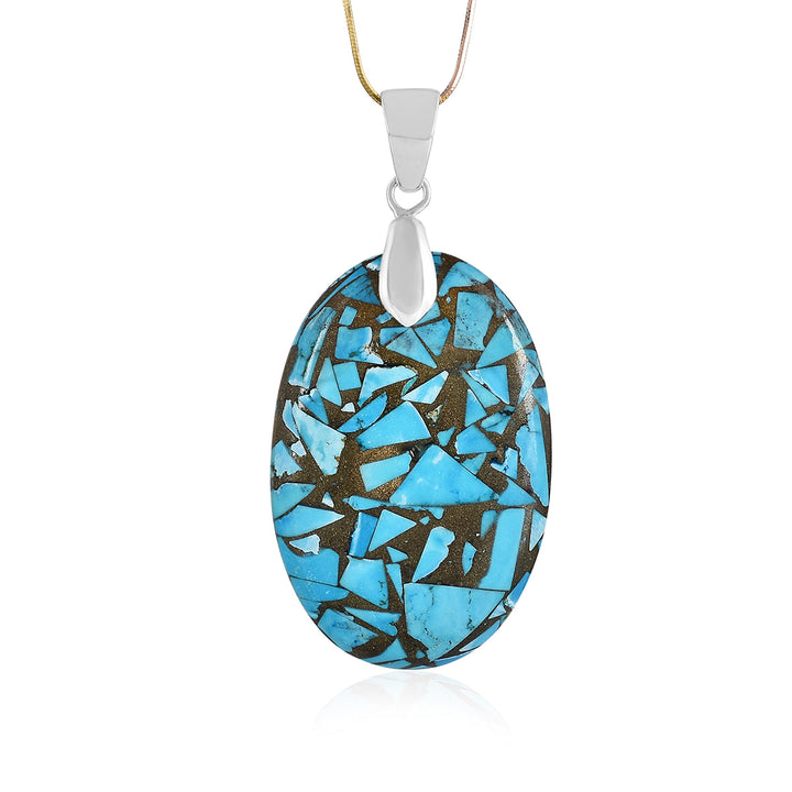 Composite Turquoise Oval Cabochon Silver Pendant