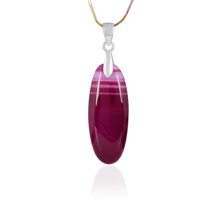 Pink Onyx Oval Cabochon Silver Pendant