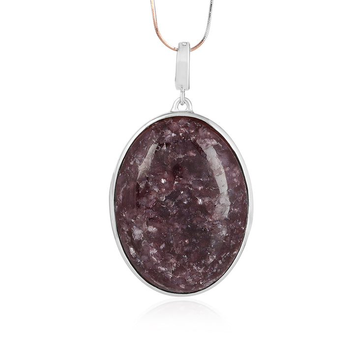 Lepidolite Unisex Silver Pendant