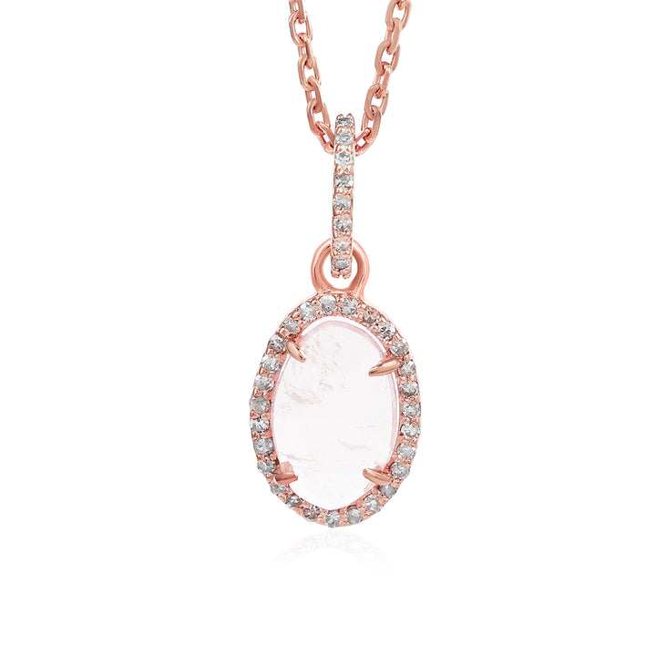 Morganite and Diamond Silver Pendant