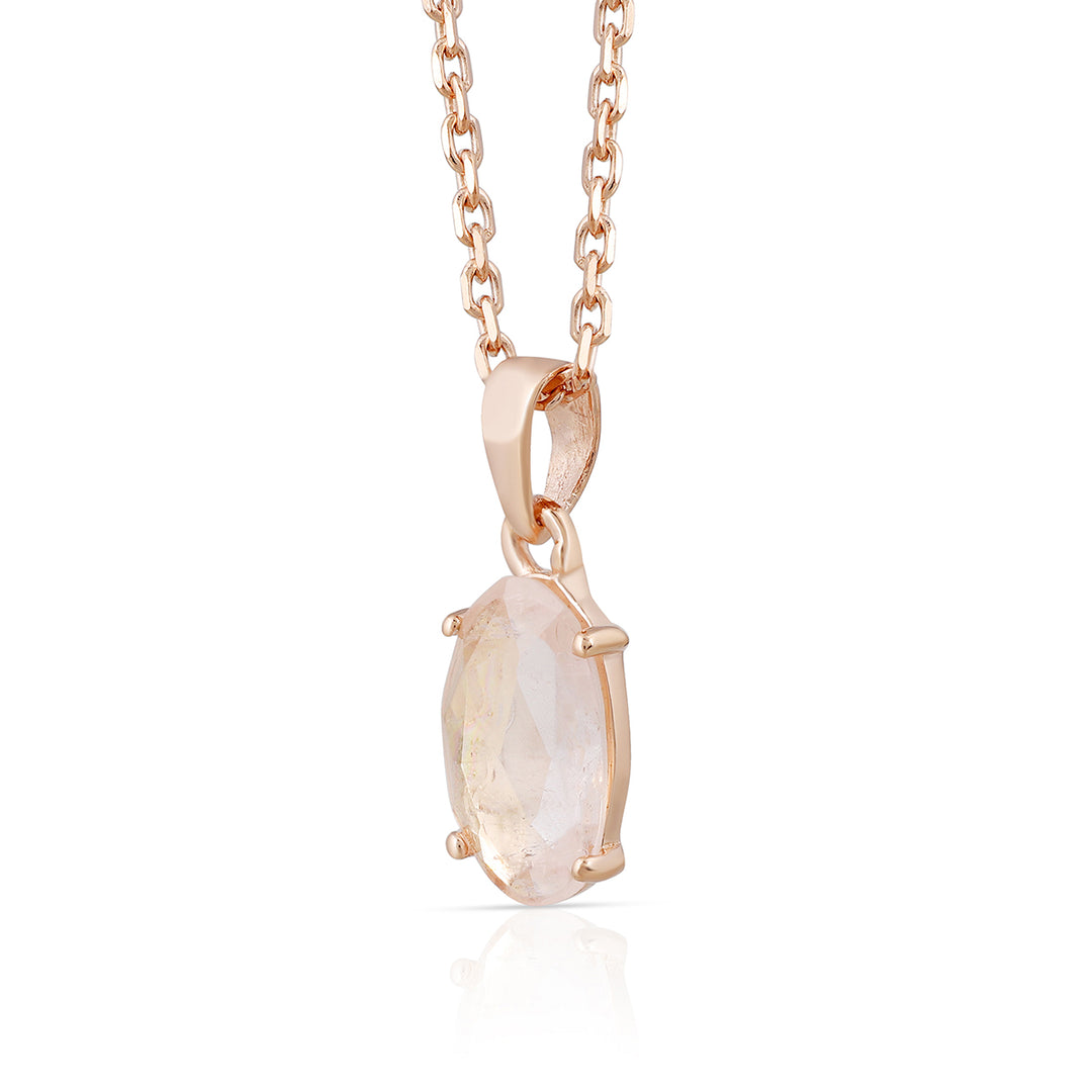 Morganite Silver Pendant Necklace