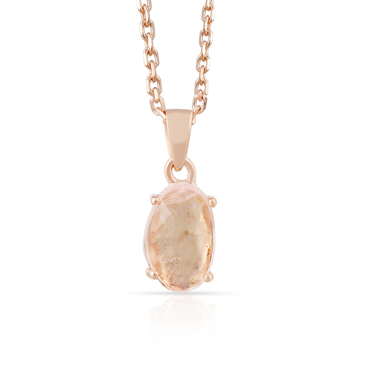 Morganite Silver Pendant Necklace