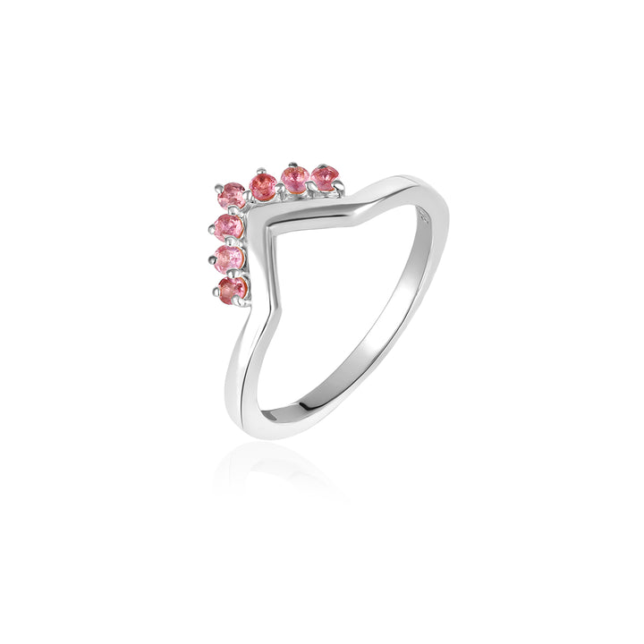 Pink Tourmaline V Shaped Silver Ring