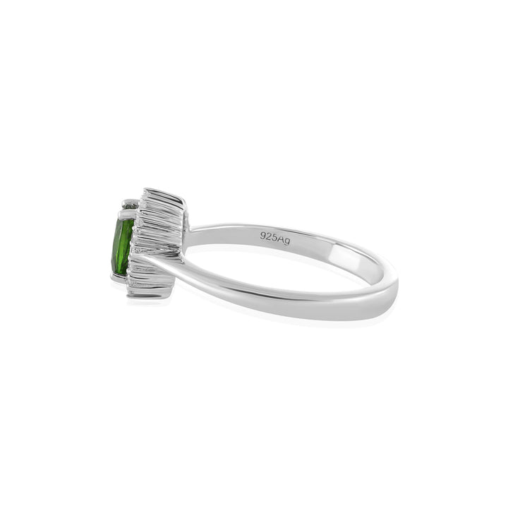 Chrome Diopside with Zircon Halo Ring