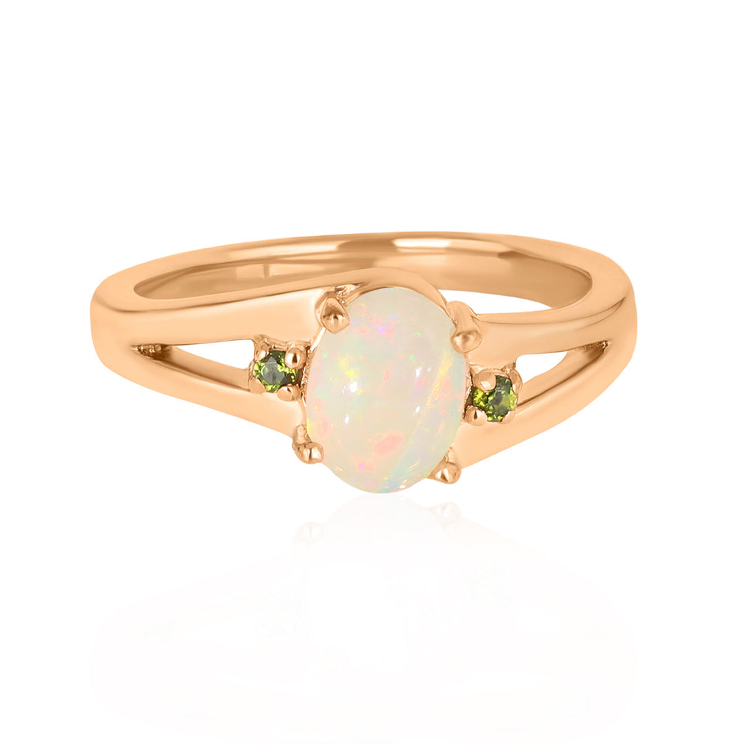 Ethiopian Opal with Chrome Diopside Ring