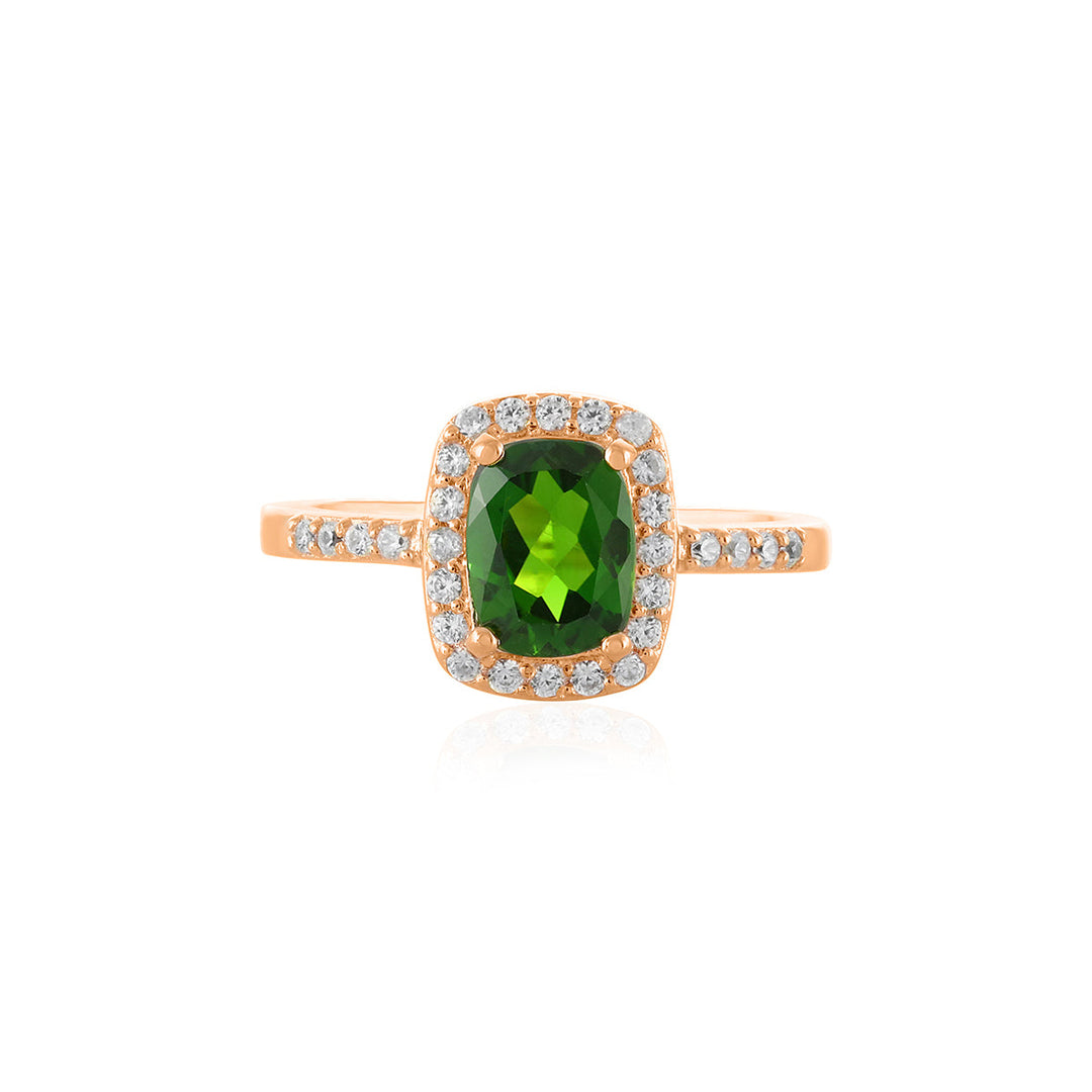 Chrome Diopside Halo Silver Ring
