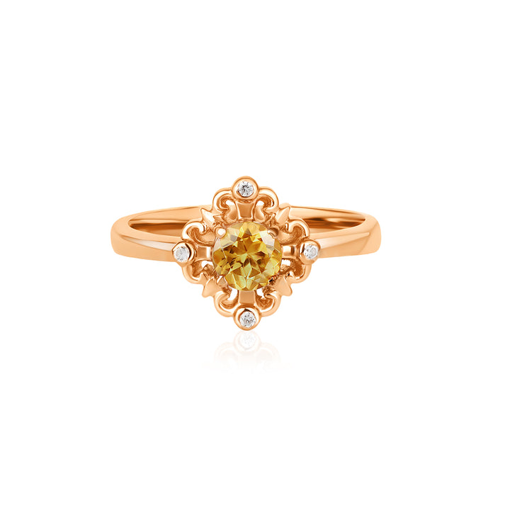 Canary and White Zircon Silver Ring