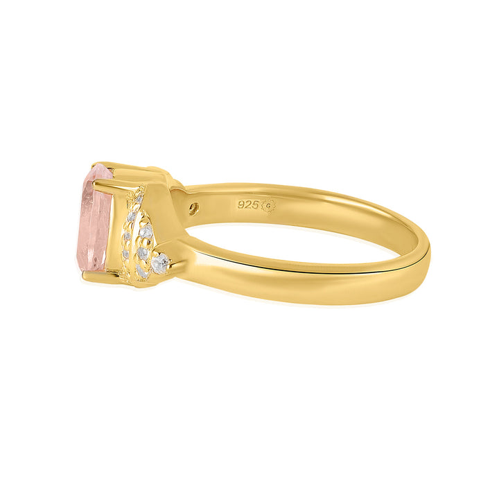 Morganite with Zircon Silver Ring