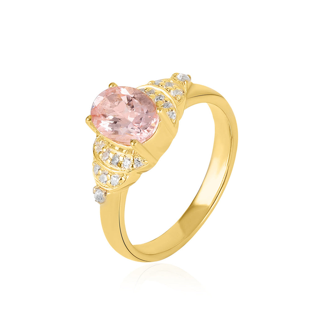 Morganite with Zircon Silver Ring