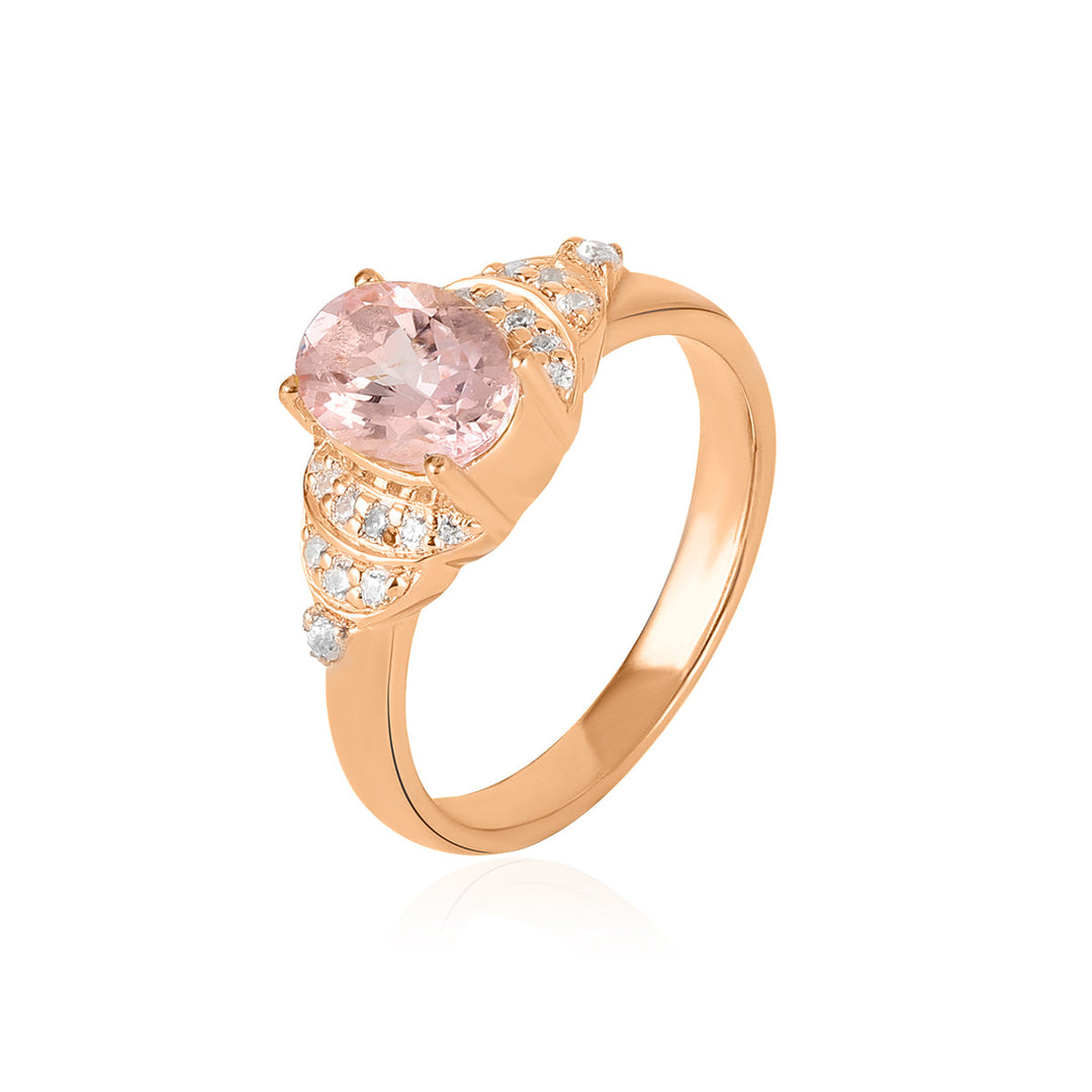 Morganite with Zircon Silver Ring