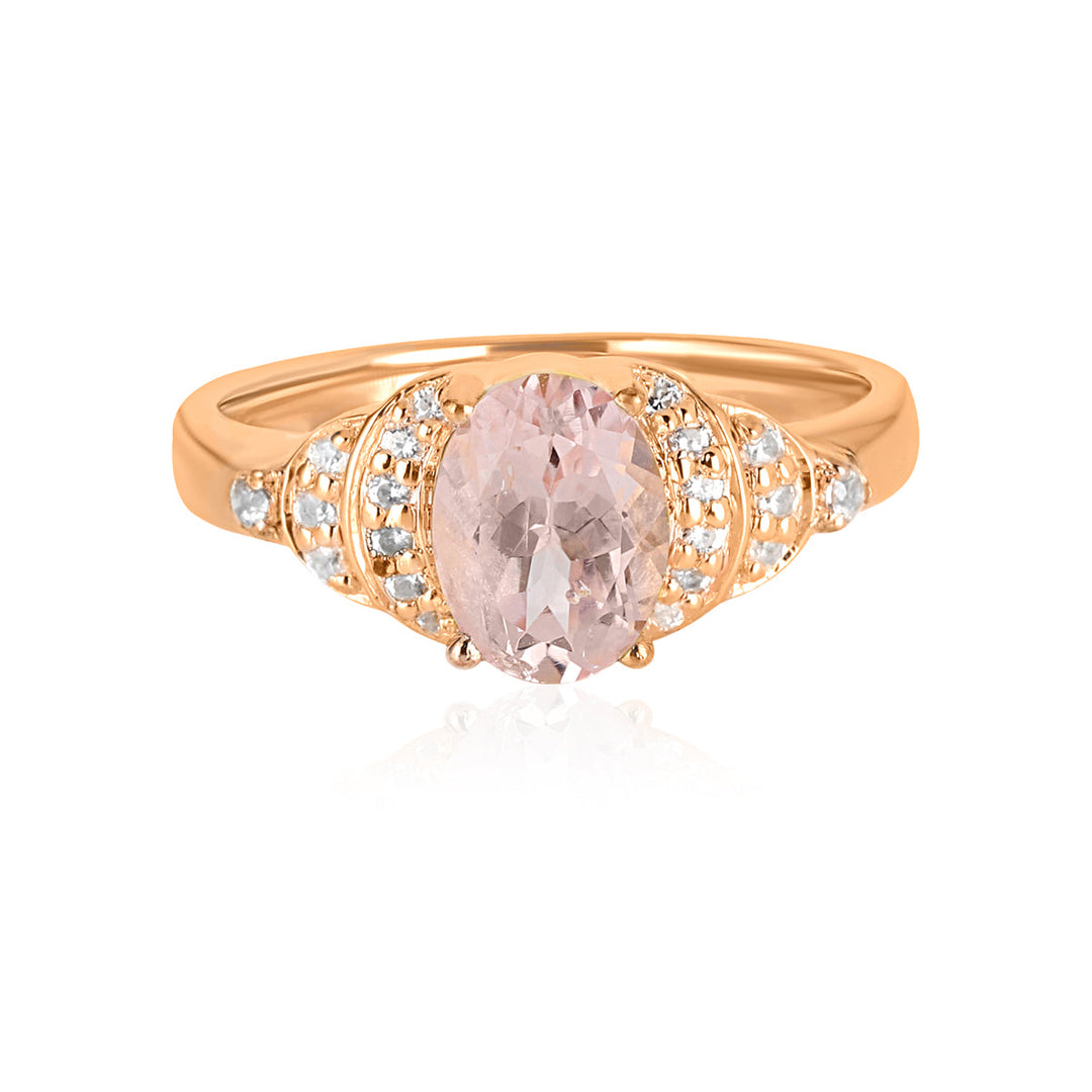 Morganite with Zircon Silver Ring