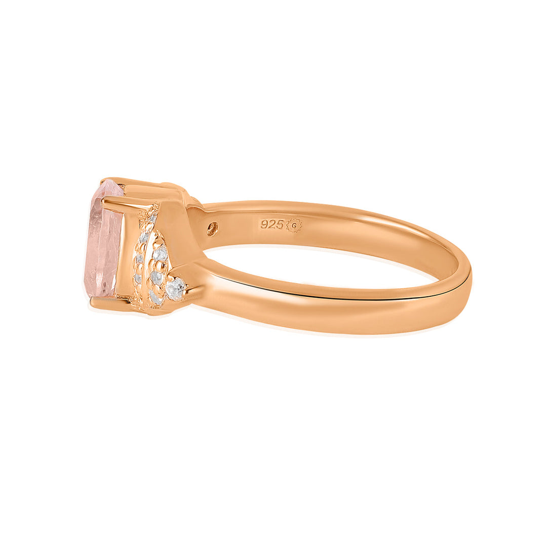 Morganite with Zircon Silver Ring