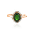 Chrome Diopside with Topaz Halo Ring