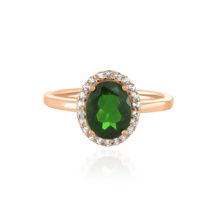 Chrome Diopside with Topaz Halo Ring