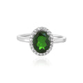 Chrome Diopside with Topaz Halo Ring