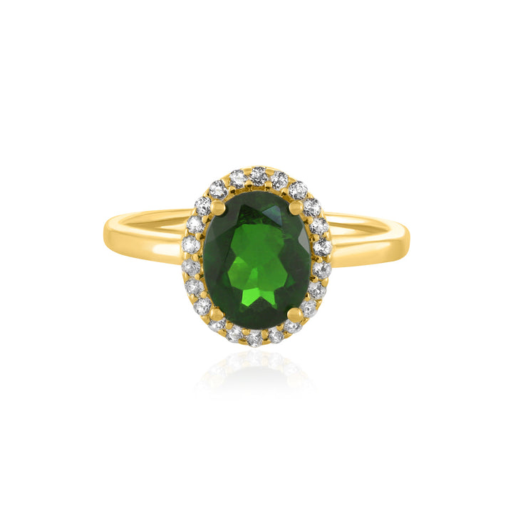 Chrome Diopside with Topaz Halo Ring