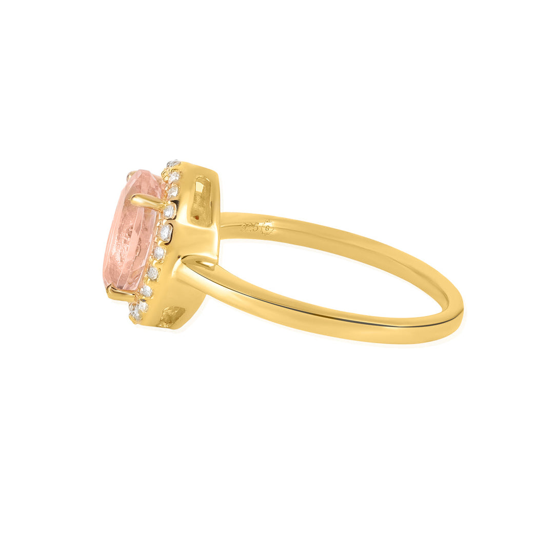 Morganite and Topaz Halo Silver Ring