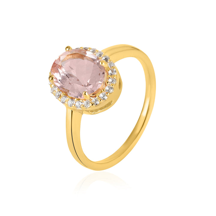 Morganite and Topaz Halo Silver Ring