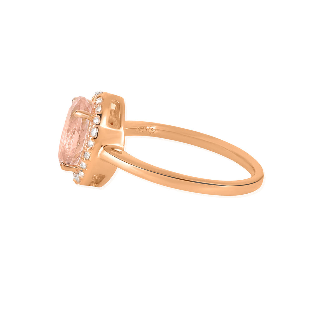 Morganite and Topaz Halo Silver Ring