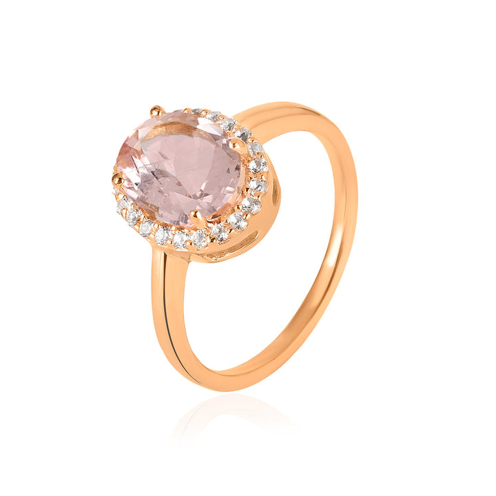 Morganite and Topaz Halo Silver Ring