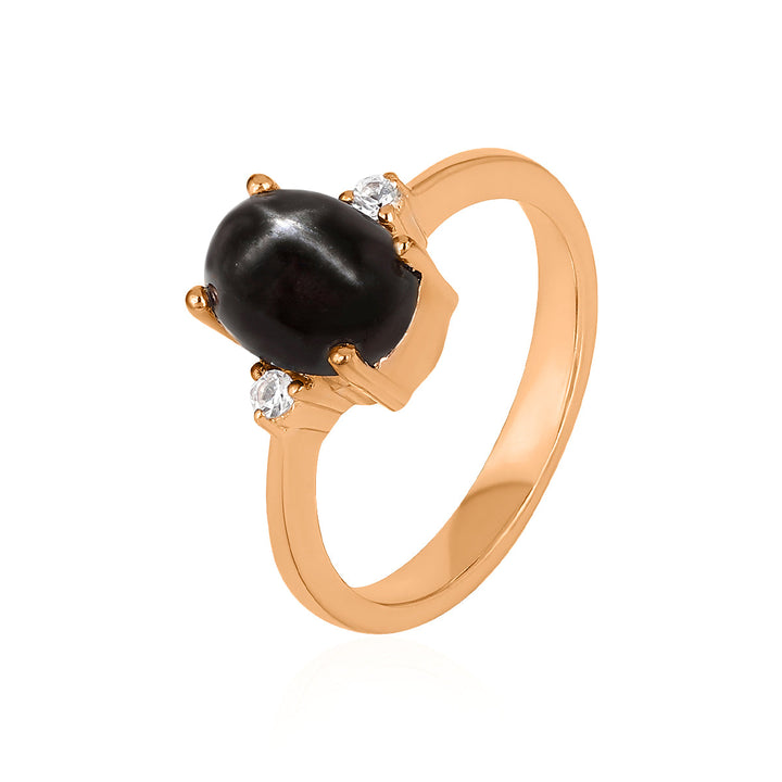 Black Star Diopside with Sapphire Silver Ring