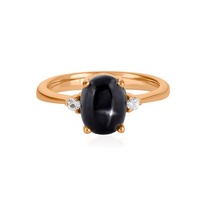 Black Star Diopside with Sapphire Silver Ring