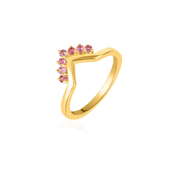 Pink Tourmaline V Shaped Silver Ring