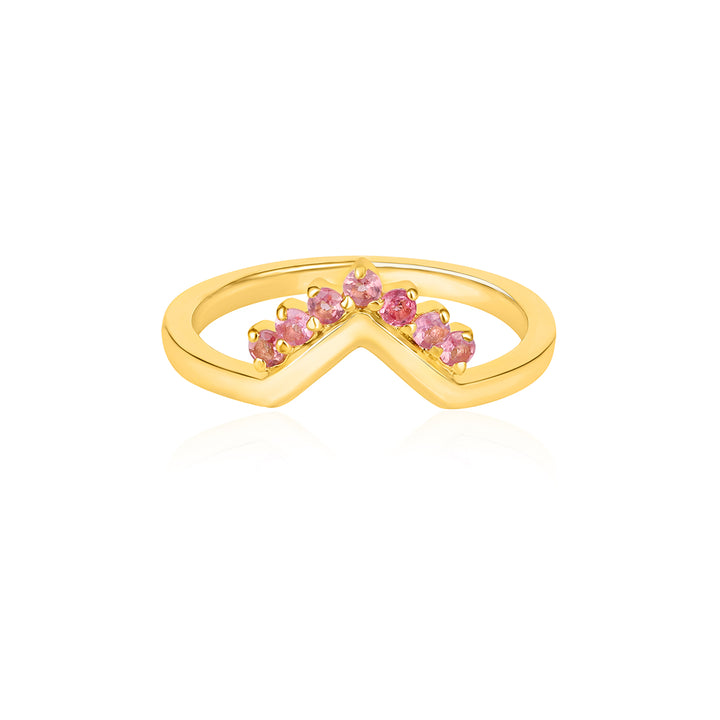 Pink Tourmaline V Shaped Silver Ring