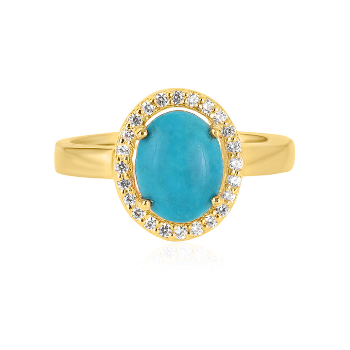 Turquoise Halo Silver Ring