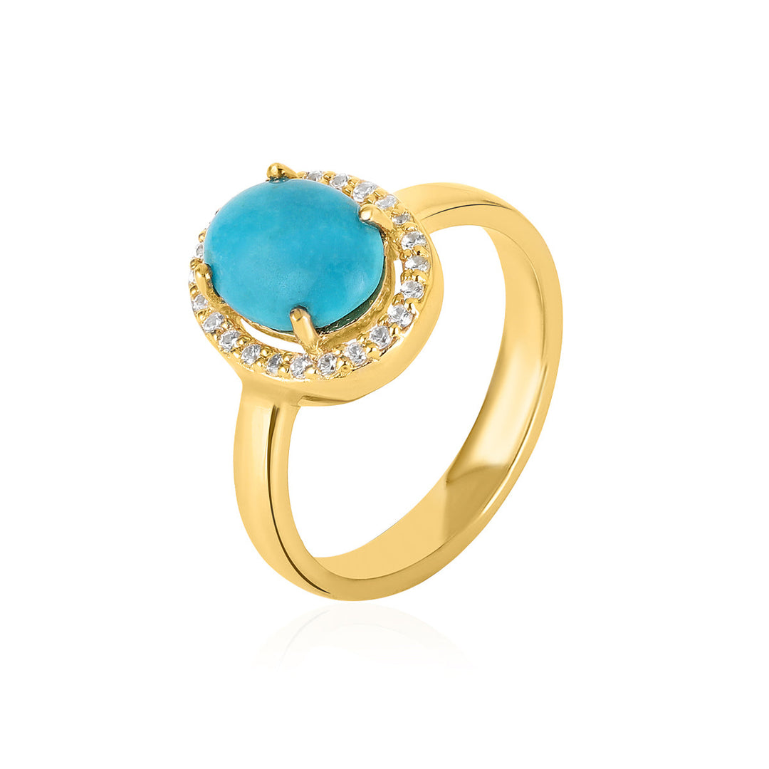 Turquoise Halo Silver Ring