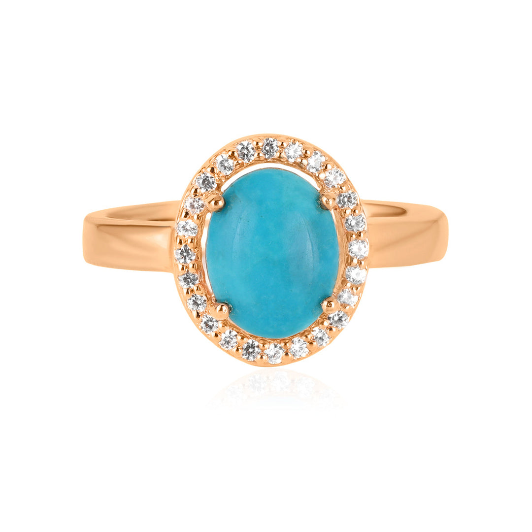 Turquoise Halo Silver Ring