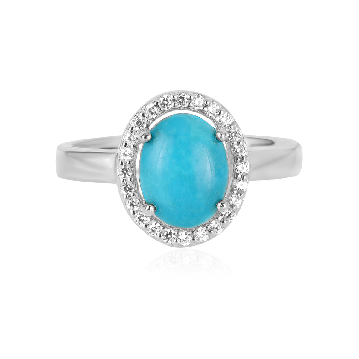 Turquoise Halo Silver Ring