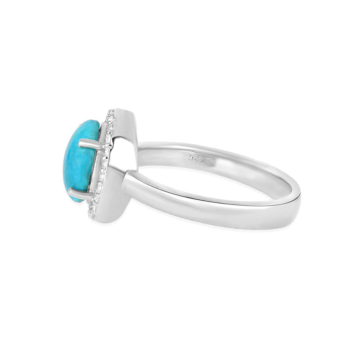 Turquoise Halo Silver Ring