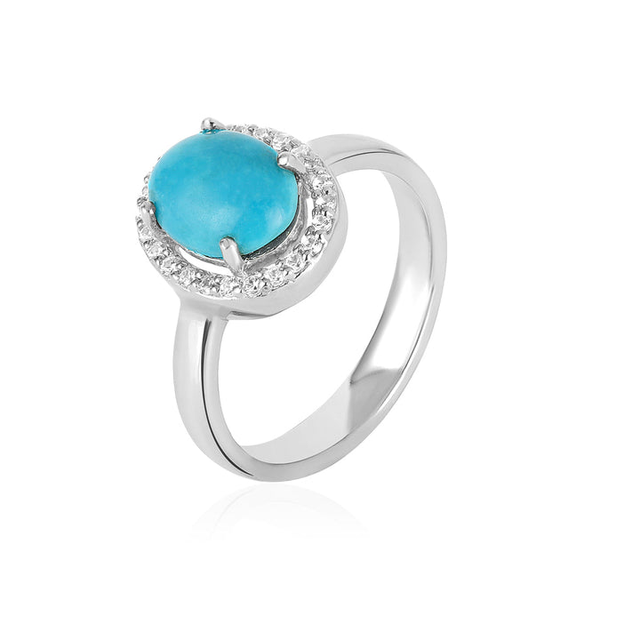 Turquoise Halo Silver Ring