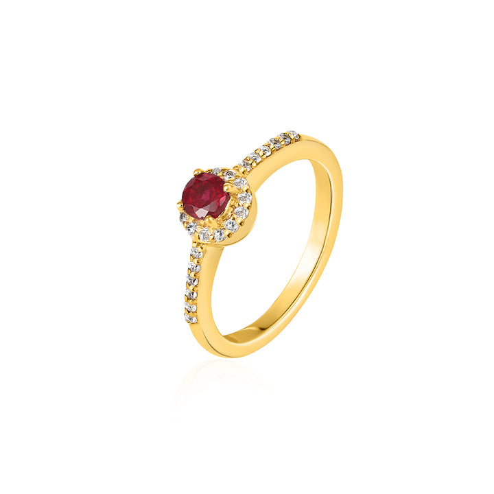 Ruby Halo Silver Ring