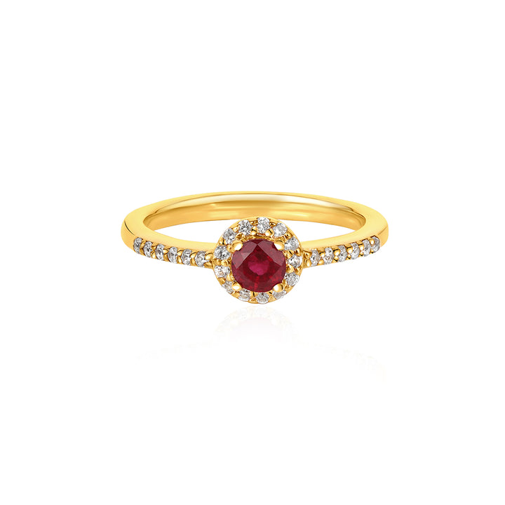 Ruby Halo Silver Ring