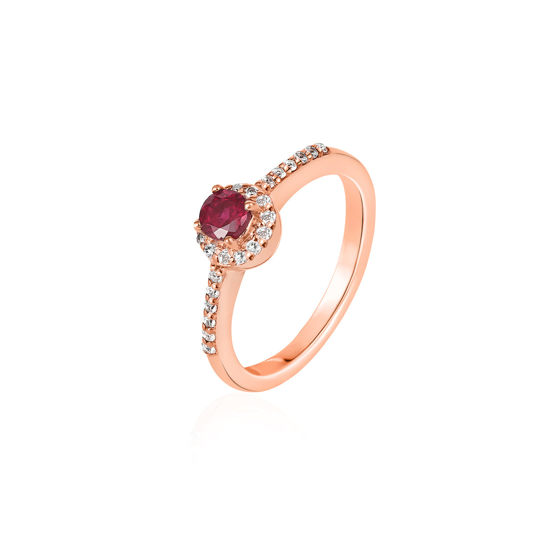 Ruby Halo Silver Ring