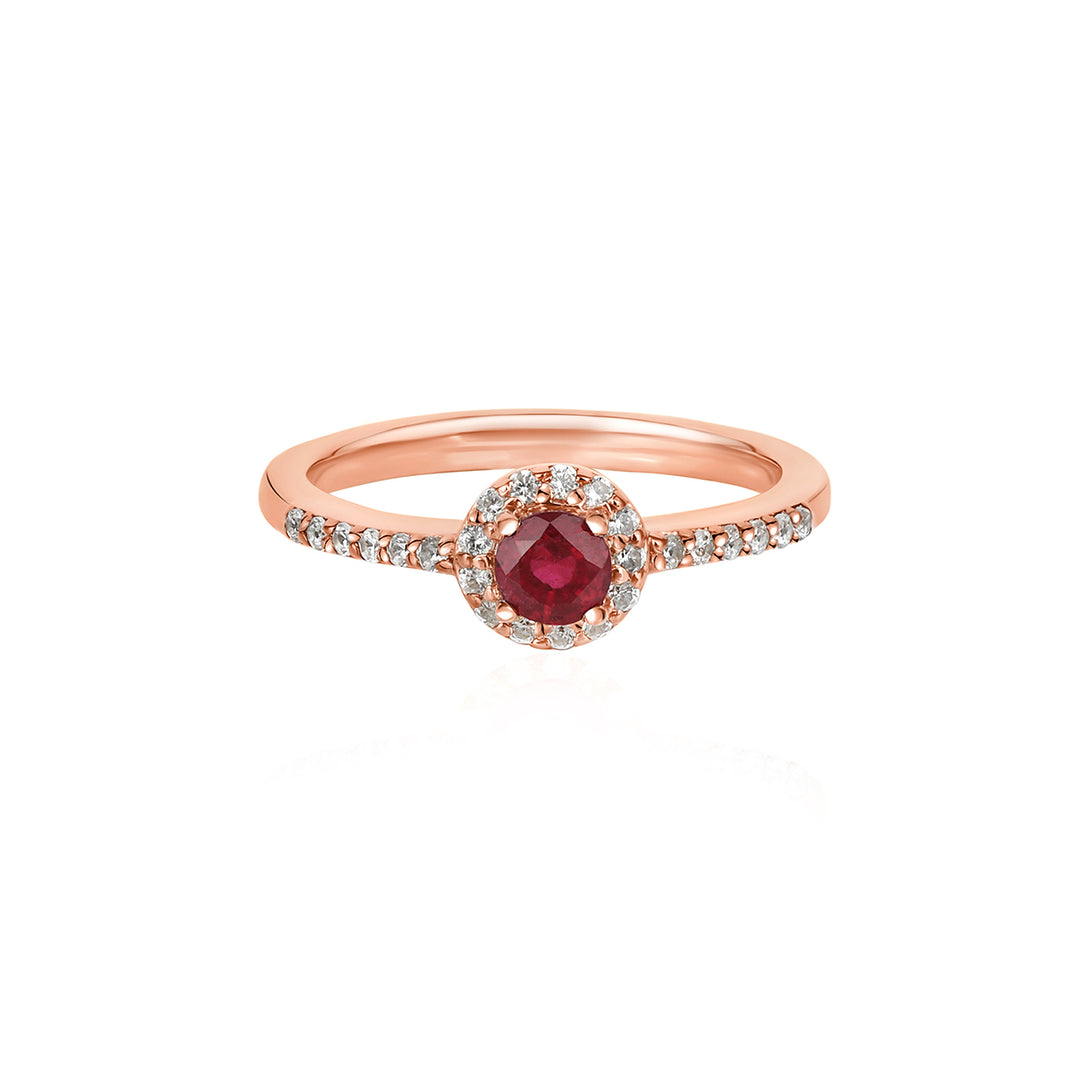 Ruby Halo Silver Ring