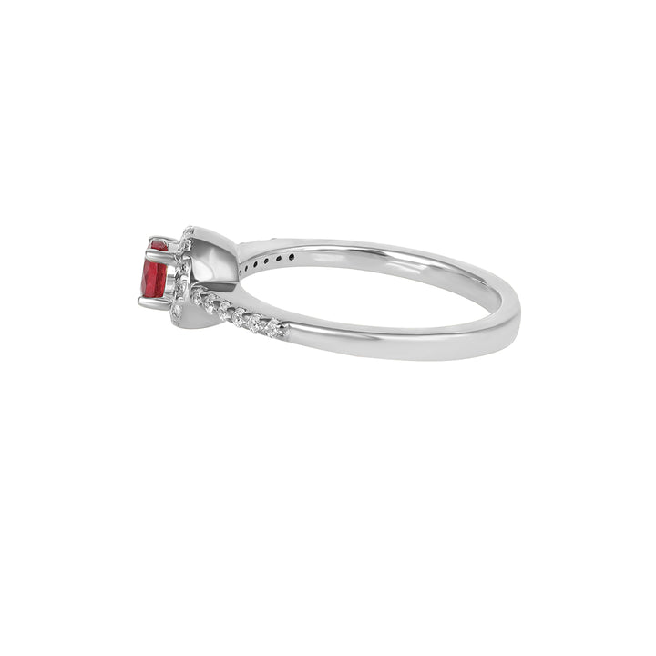 Ruby Halo Silver Ring