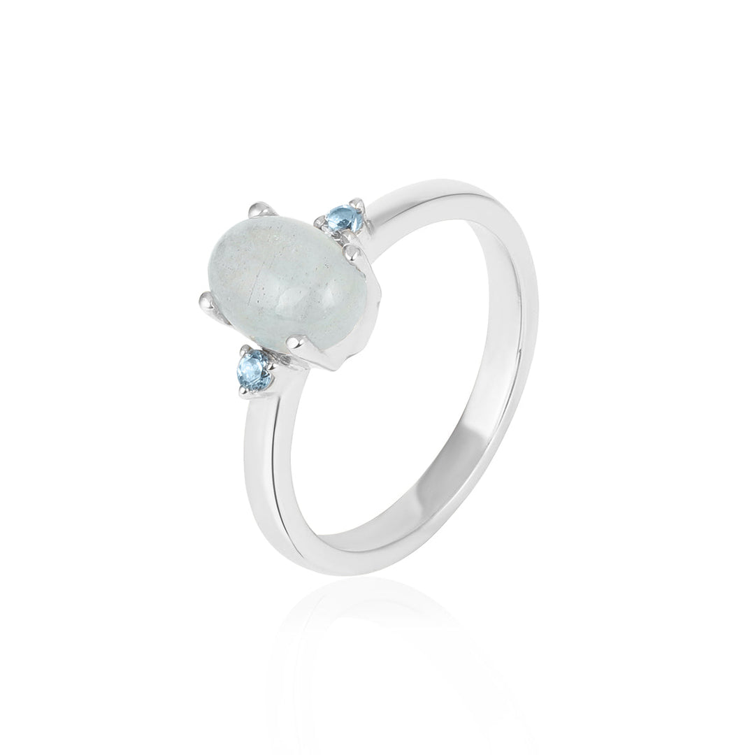 Aquamarine with Santa Maria Silver Ring